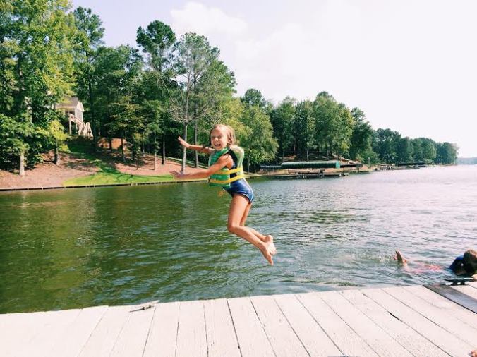 Dock jumping with the cousins.